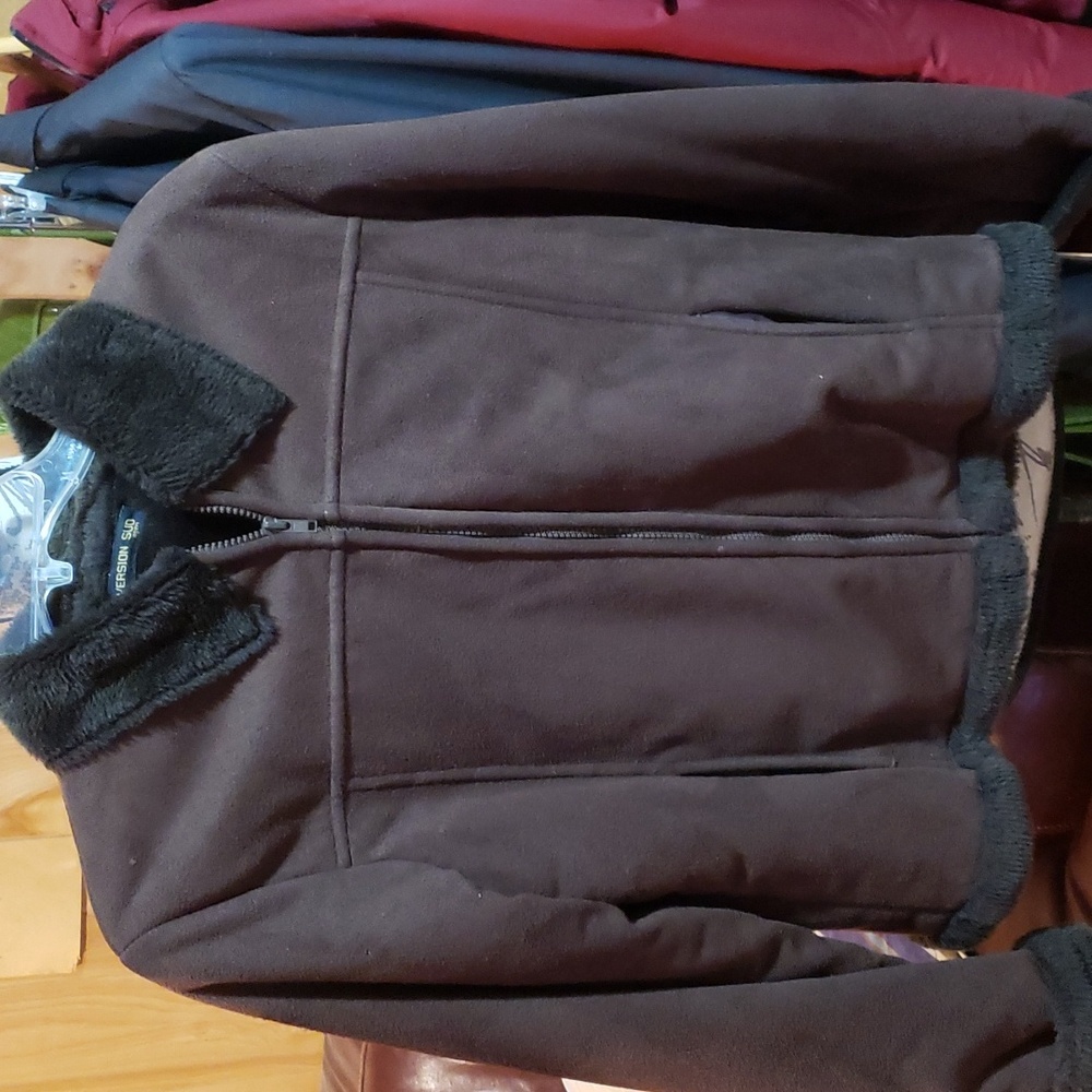 Very nice chocolate brown suede and fleece jacket size M